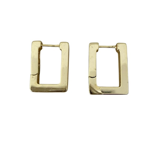 14k Gold Plated 925 Sterling Silver Rectangular Hoop Earrings - Picture 4 of 4